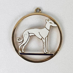 French Whippet Dog 18 Karat Yellow Gold Enamel Charm Pendant