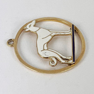 French Whippet Dog 18 Karat Yellow Gold Enamel Charm Pendant