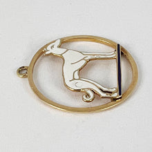 Load image into Gallery viewer, French Whippet Dog 18 Karat Yellow Gold Enamel Charm Pendant
