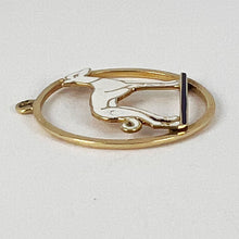 Load image into Gallery viewer, French Whippet Dog 18 Karat Yellow Gold Enamel Charm Pendant
