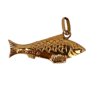 French Fish 18K Yellow Gold Charm Pendant