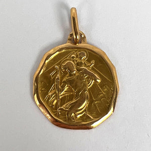 Augis French Saint Christopher 18K Yellow Gold Charm Pendant