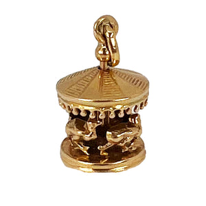 French Mechanical Easter Chick Carousel 18K Yellow Gold Charm Pendant