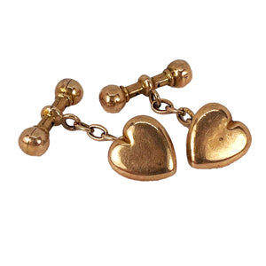 9 Karat Rose Gold Heart Shaped Cufflinks