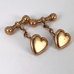 9 Karat Rose Gold Heart Shaped Cufflinks