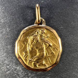 Augis French Saint Christopher 18K Yellow Gold Charm Pendant