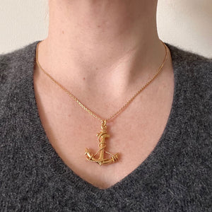 Anchor with Rope 14K Yellow Gold Pendant