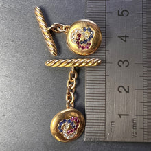 Load image into Gallery viewer, Ruby Sapphire and Diamond Trefoil 14K Yellow Gold Cufflinks
