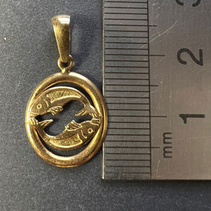 French Pisces Zodiac 18K Yellow Gold Charm Pendant
