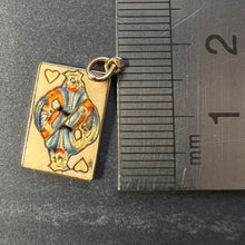 Load image into Gallery viewer, French King of Hearts Playing Card 18K Yellow Gold Enamel Charm Pendant
