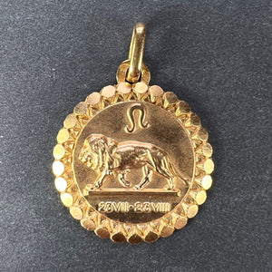 French Zodiac Leo Lion 18K Yellow Gold Charm Pendant
