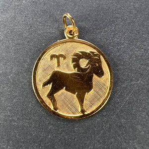 French Aries Zodiac 18K Gold Charm Pendant