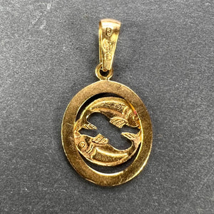 French Pisces Zodiac 18K Yellow Gold Charm Pendant