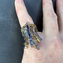 Load image into Gallery viewer, Charles de Temple Sapphire Diamond Amethyst 18K Yellow and White Gold Pinky Ring
