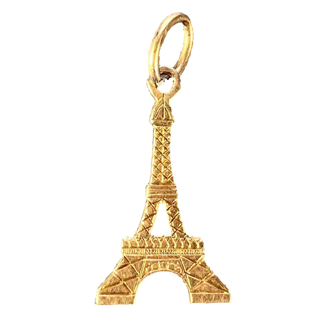 French Eiffel Tower 18K Yellow Gold Charm Pendant
