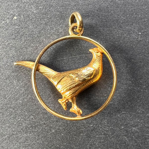 Pheasant 14K Yellow Gold Enamel Charm Pendant