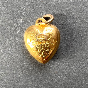Puffy Heart 9K Yellow Gold Charm Pendant