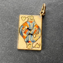 Load image into Gallery viewer, French King of Hearts Playing Card 18K Yellow Gold Enamel Charm Pendant
