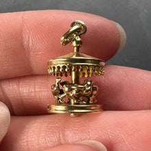 Load image into Gallery viewer, French Mechanical Easter Chick Carousel 18K Yellow Gold Charm Pendant
