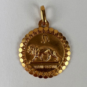 French Zodiac Leo Lion 18K Yellow Gold Charm Pendant