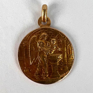 French Baptism 18K Yellow Gold Charm Pendant