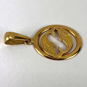 French Pisces Zodiac 18K Yellow Gold Charm Pendant