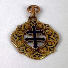 Load image into Gallery viewer, French Lorraine Cross 18K Yellow Gold Enamel Charm Pendant
