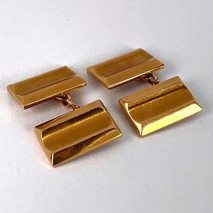 French Retro Tank-Style 18K Yellow Gold Cufflinks