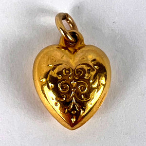 Puffy Heart 9K Yellow Gold Charm Pendant