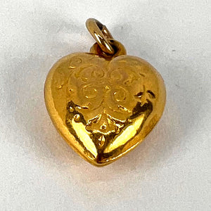 Puffy Heart 9K Yellow Gold Charm Pendant
