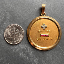 Load image into Gallery viewer, Large Augis French Plus Qu’Hier Ruby Diamond 18K Yellow Gold Love Charm Pendant
