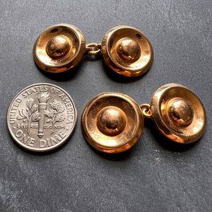 French 18 Karat Yellow Gold Disc Cufflinks