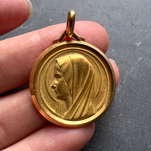 French Augis Mazzoni Virgin Mary 18K Yellow Gold Pendant