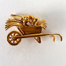 Load image into Gallery viewer, French Wheelbarrow with Flowers 18K Yellow Gold Charm Pendant
