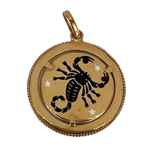 Load image into Gallery viewer, Italian Zodiac Scorpio Starsign 18K Yellow Gold Enamel Charm Pendant
