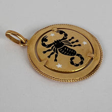 Load image into Gallery viewer, Italian Zodiac Scorpio Starsign 18K Yellow Gold Enamel Charm Pendant
