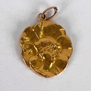 French Pansy Love Token 14K Yellow Gold Charm Pendant