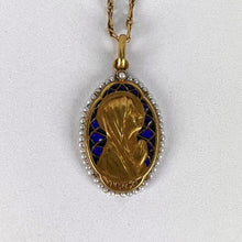 Load image into Gallery viewer, French Sellier Virgin Mary 18K Yellow Gold Enamel Pearl Pendant Necklace
