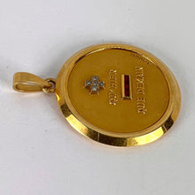 Load image into Gallery viewer, Large Augis French Plus Qu’Hier Ruby Diamond 18K Yellow Gold Love Charm Pendant
