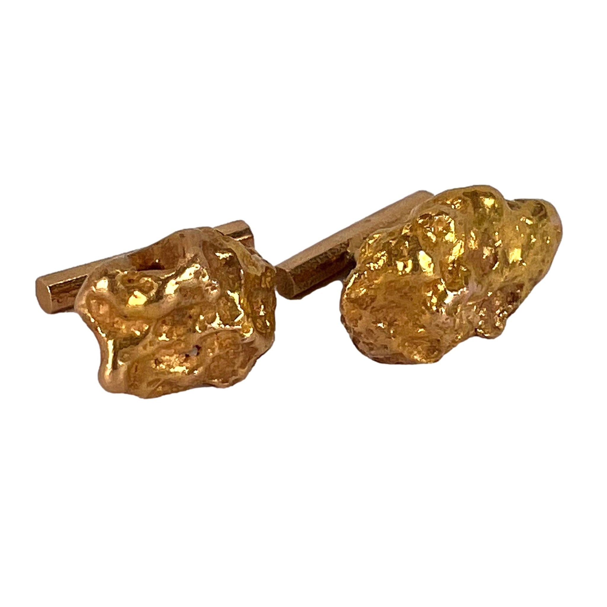 Natural Gold Nugget 18K Yellow Gold Cufflinks ShinyPrettyThingsLtd