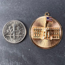 Load image into Gallery viewer, White House 14K Yellow Gold Enamel Patriotic Charm Pendant
