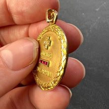 Load image into Gallery viewer, Augis French Plus Qu’Hier Ruby Diamond 18K Yellow Gold Love Charm Pendant
