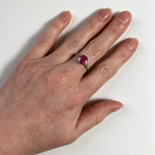 Load image into Gallery viewer, Synthetic Pink Sapphire Diamond Platinum Solitaire Ring
