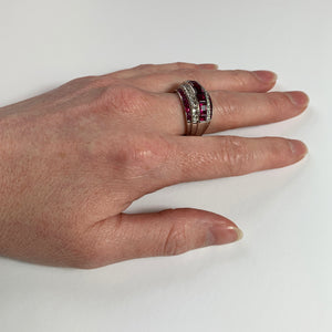 Oscar Heyman Red Ruby White Diamond Platinum Ring