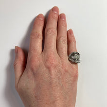 Load image into Gallery viewer, Retro White Diamond Platinum Dome Cocktail Ring

