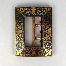 Load image into Gallery viewer, French Tissot 18K Yellow Gold Damascene Steel Belt Buckle
