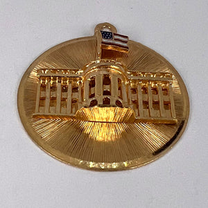 White House 14K Yellow Gold Enamel Patriotic Charm Pendant