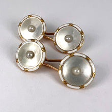 Load image into Gallery viewer, French 18K Yellow Gold Pearl, Mother of Pearl and Enamel Cufflinks
