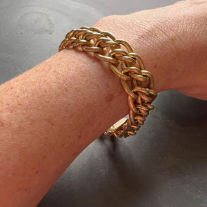 14K Yellow Gold Engraved Double Curb Link Bracelet