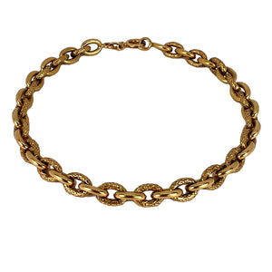 18 Karat Yellow Gold Textured Cable Link Bracelet